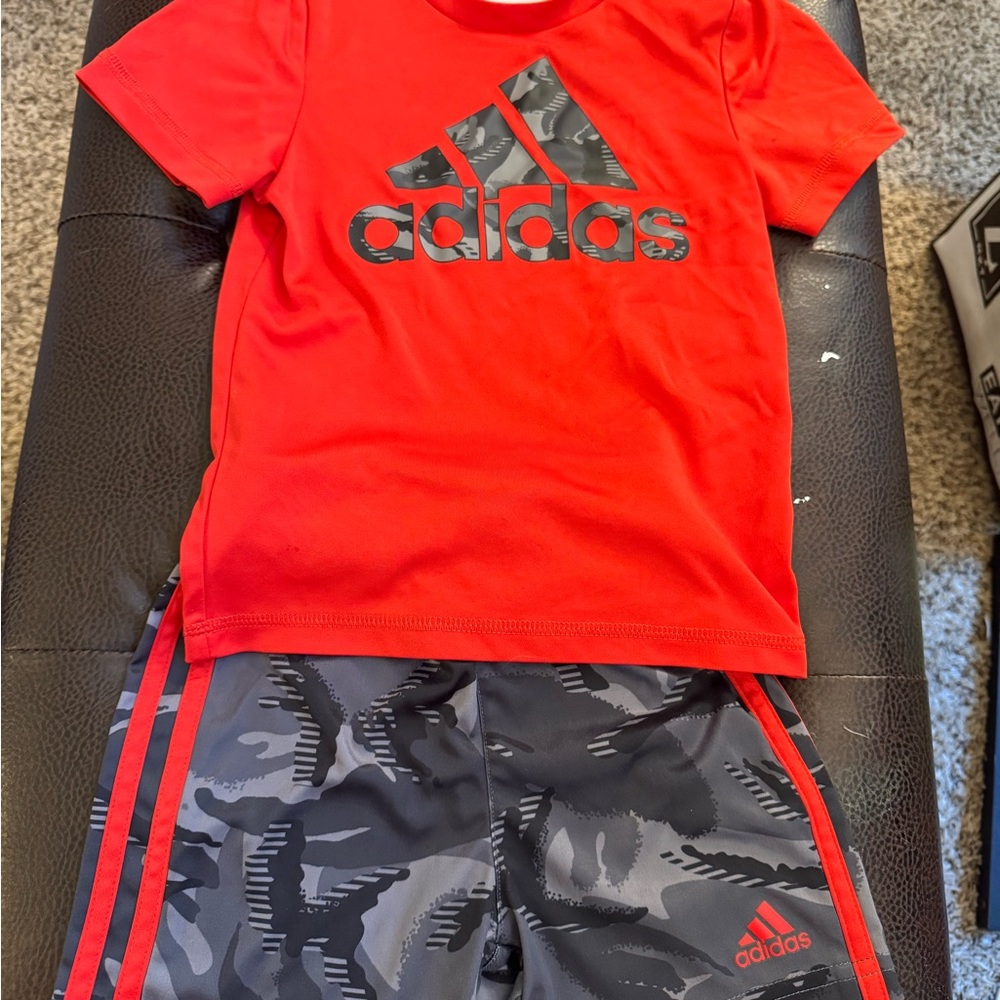 Adidas Kids Red T-Shirt & Shorts Set